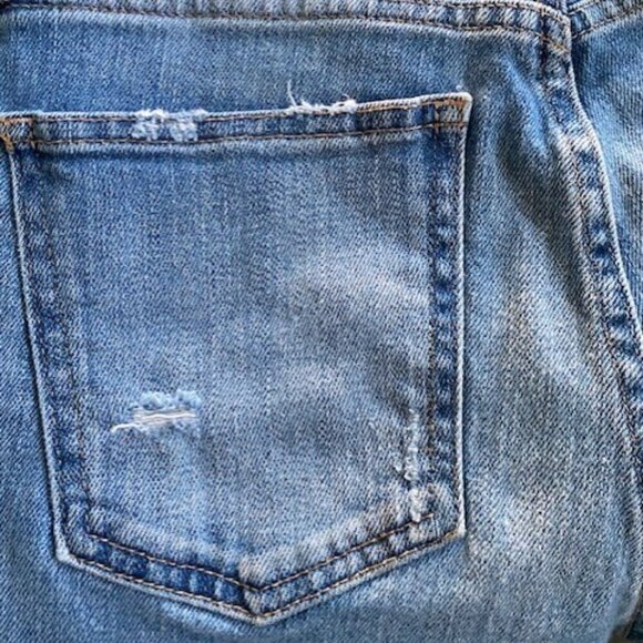 MOUSSY Vintage MV Mid Rise Tapered Leg Distressed Stretch Denim Blue Jeans Sz 26 - Picture 12 of 16